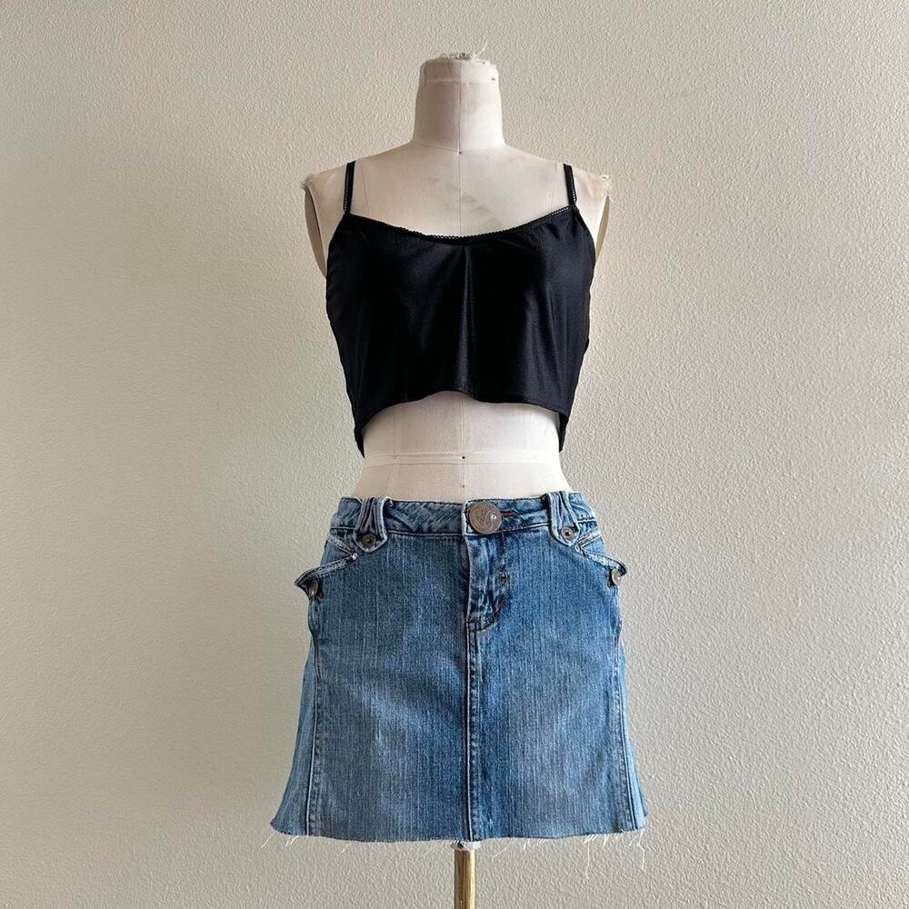 handmade black sheer nylon cami crop top